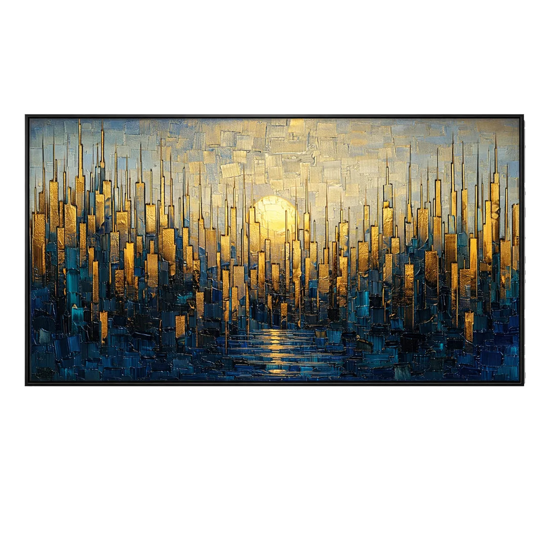 Golden Horizon Cityscape Painting AA