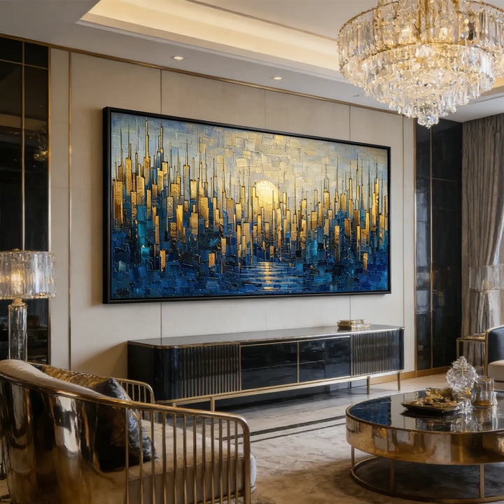 Golden Horizon Cityscape Painting AA