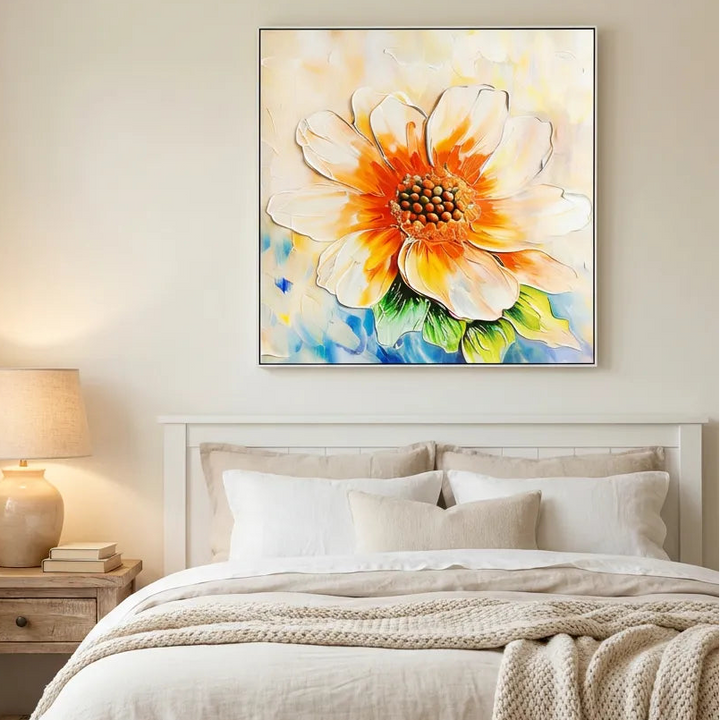 Golden Orange Flower Abstract Painting TA