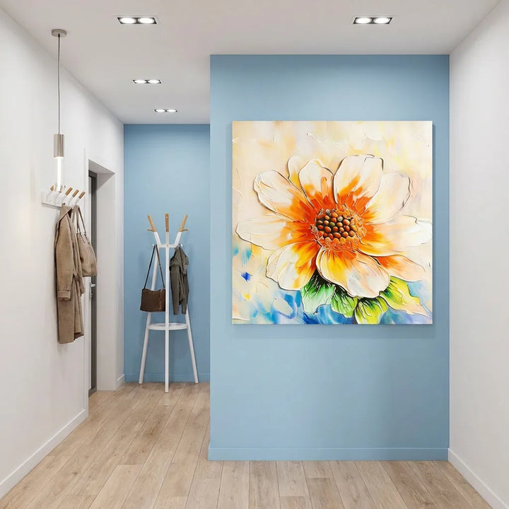 Golden Orange Flower Abstract Painting TA