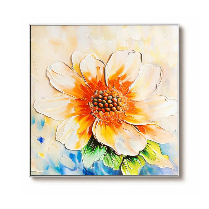 Golden Orange Flower Abstract Painting TA