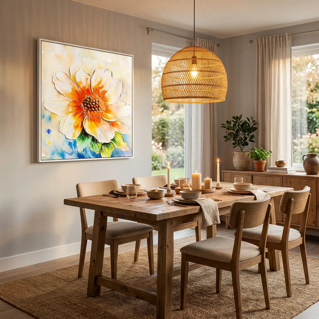 Golden Orange Flower Abstract Painting TA