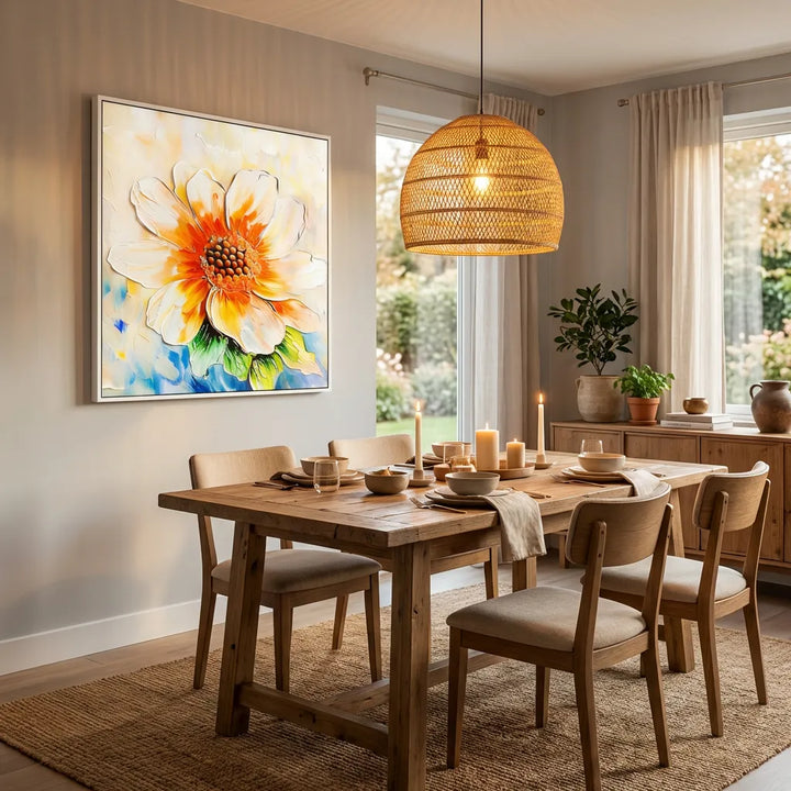 Golden Orange Flower Abstract Painting TA