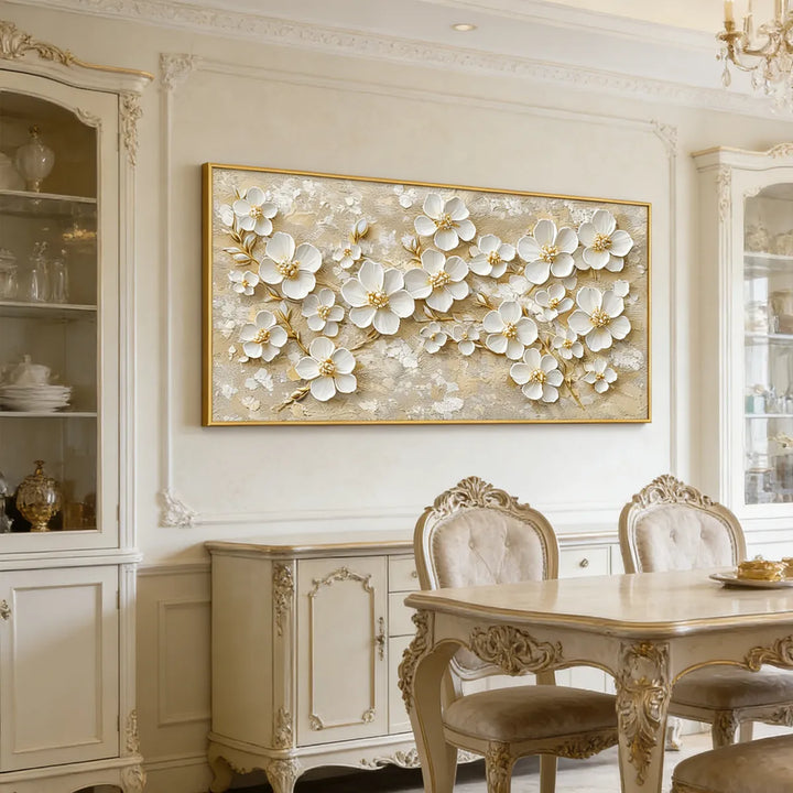 Golden Whisper White Blossom Painting AA