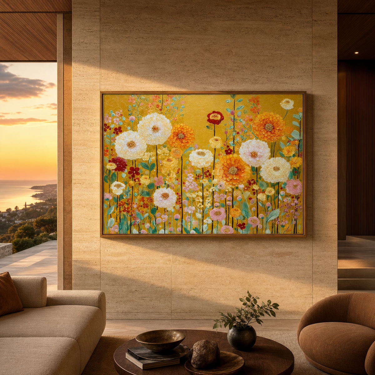 Golden Wildflower Garden Hand-Painted | HM#0738