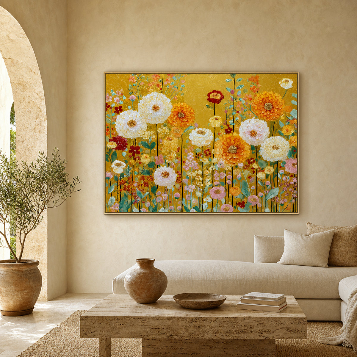 Golden Wildflower Garden Hand-Painted | HM#0738