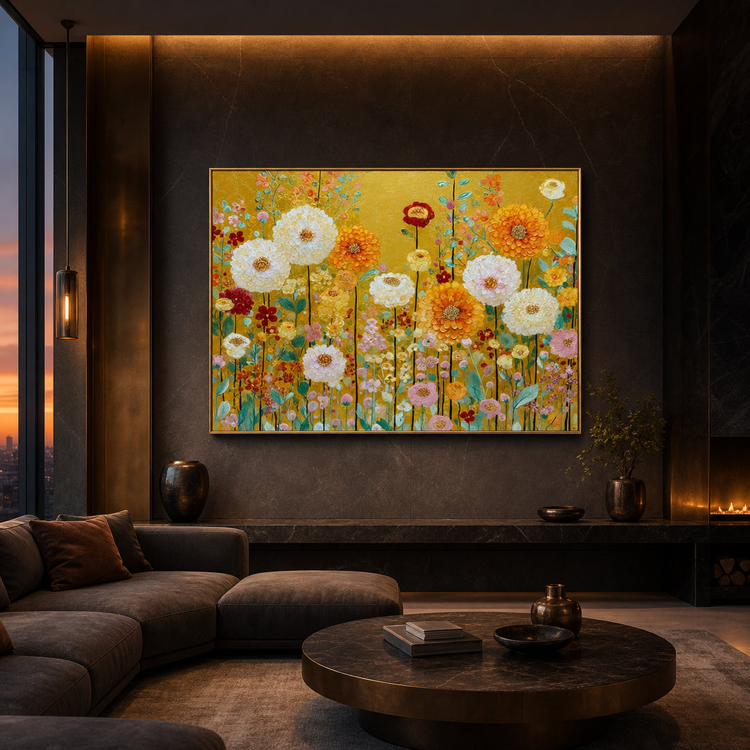 Golden Wildflower Garden Hand-Painted | HM