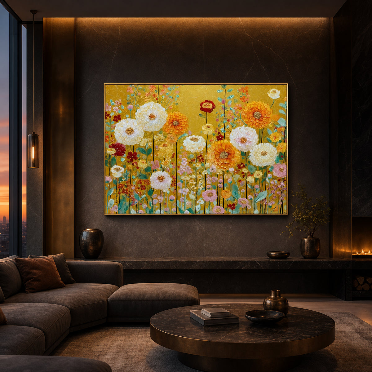 Golden Wildflower Garden Hand-Painted | HM#0738