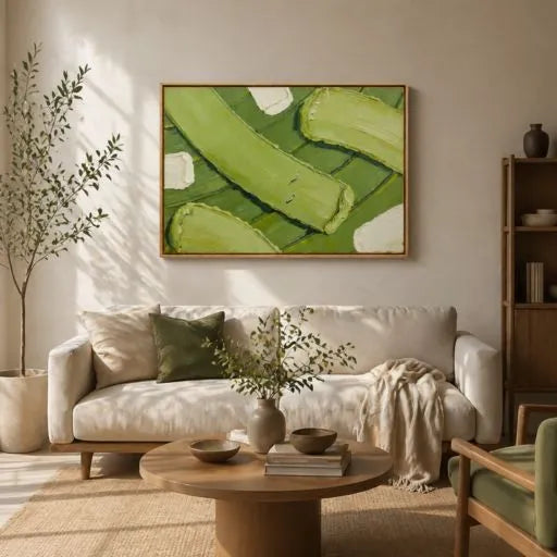 Green Field Abstract 3D Impasto Oil Painting HP