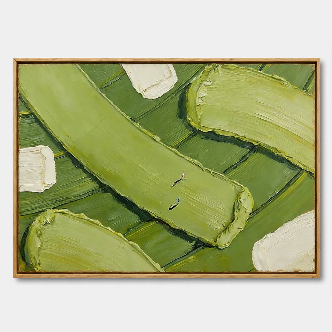 Green Field Abstract 3D Impasto Oil Painting HP