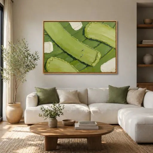 Green Field Abstract 3D Impasto Oil Painting HP