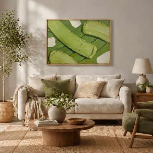 Green Field Abstract 3D Impasto Oil Painting HP
