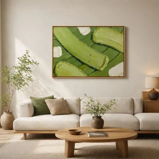 Green Field Abstract 3D Impasto Oil Painting HP
