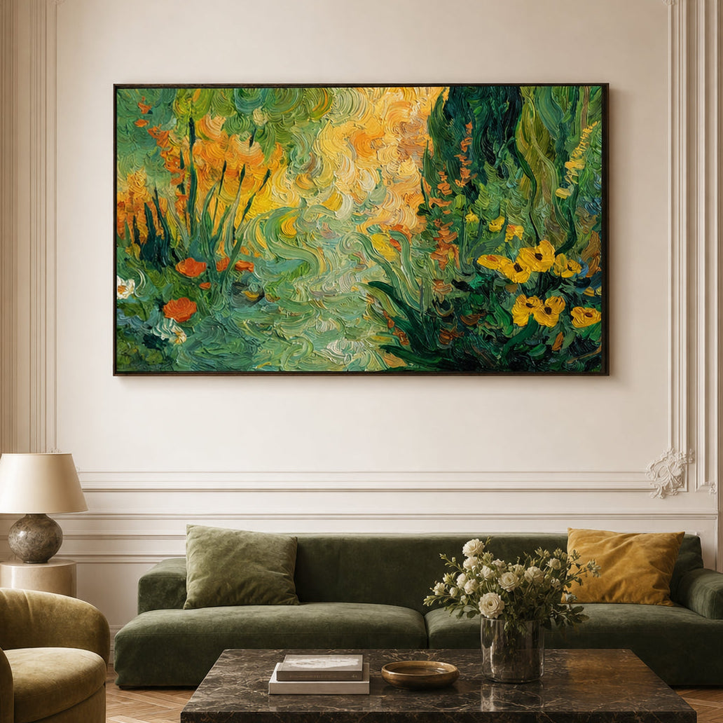 Green Botanical Abstract Hand-Painted | HM#0727 — Existing room preview room preview