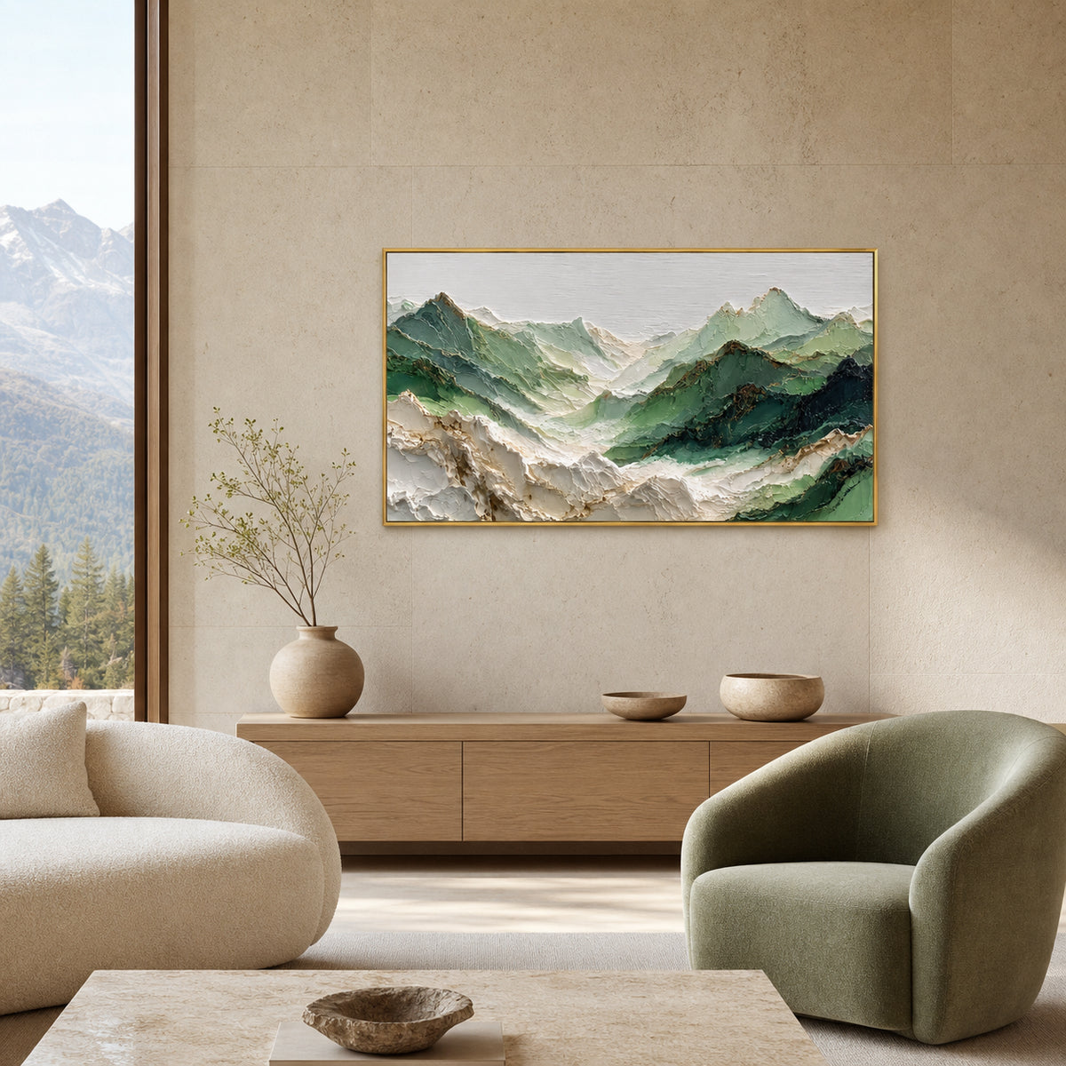 Green Mountain Landscape Hand-Painted | HM#0702