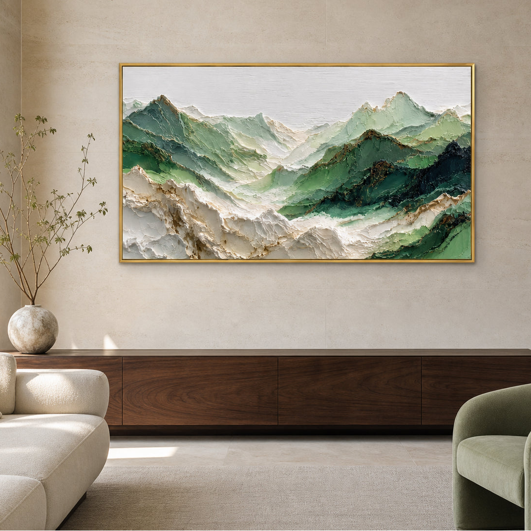 Green Mountain Landscape Hand-Painted | HM#0702 — Existing room preview room preview