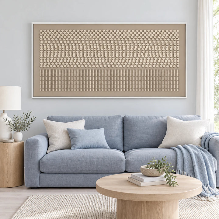 HM0522 white floating frame in a coordinated home interior