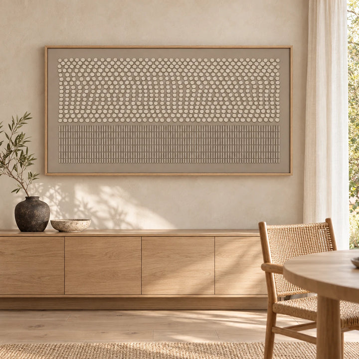 HM0522 wood floating frame in a coordinated home interior