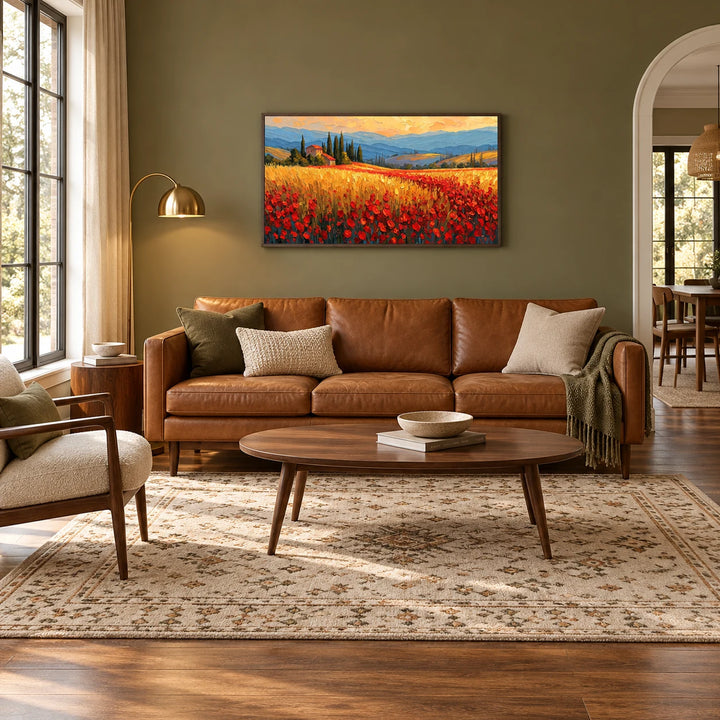 HM0729 dark-wood frame in a complete home interior scene