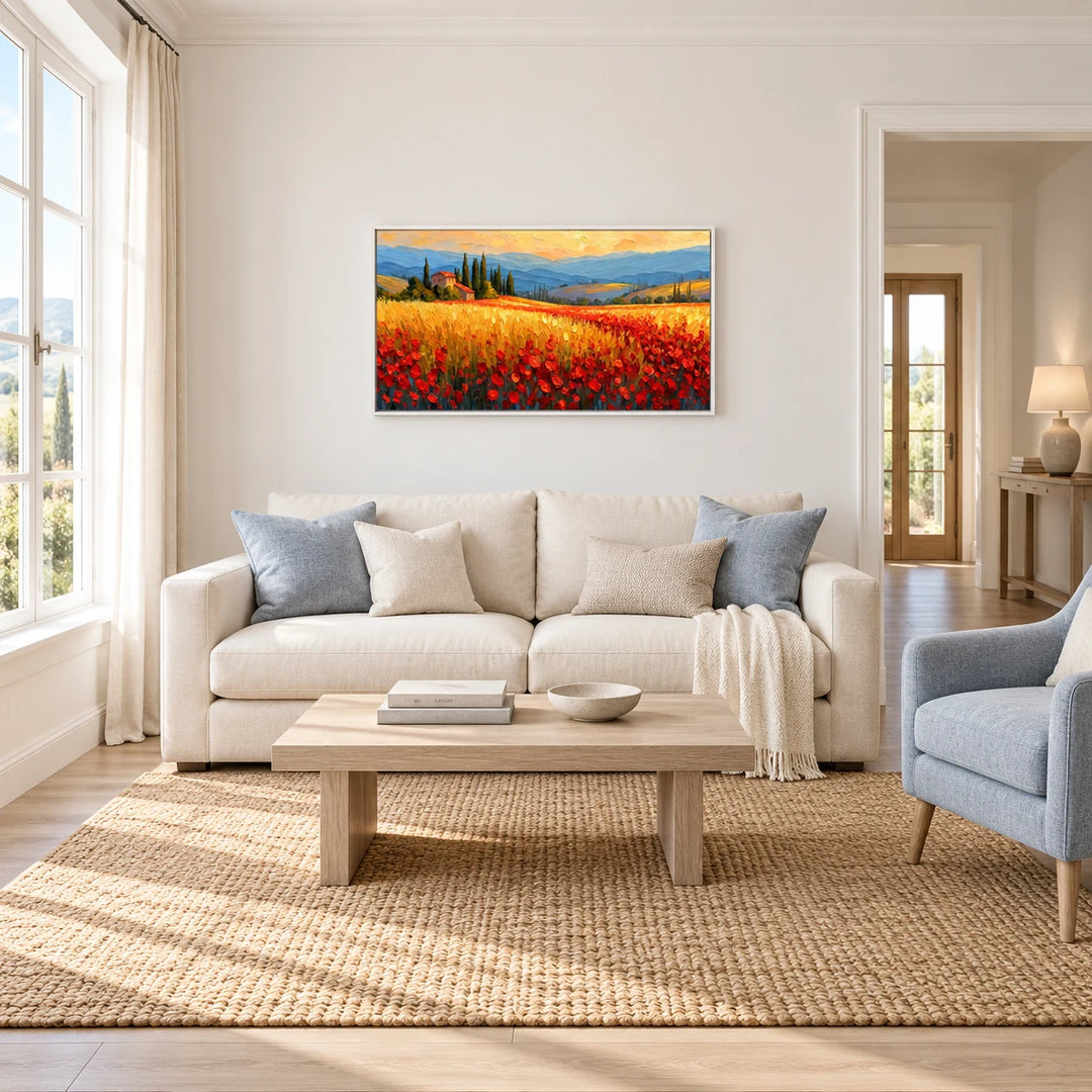 HM0729 white frame in a complete home interior scene