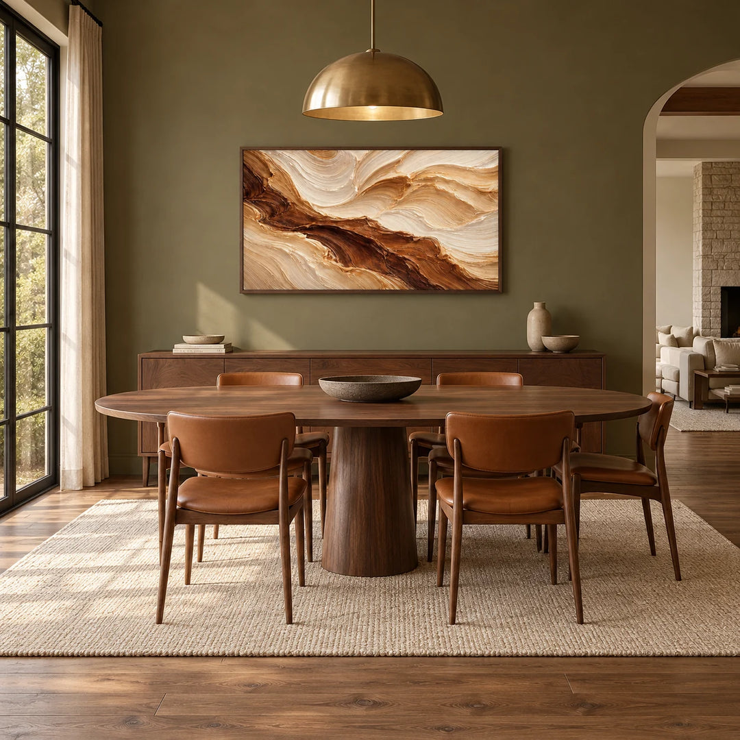 HP2843 dark-wood frame in a complete home interior scene