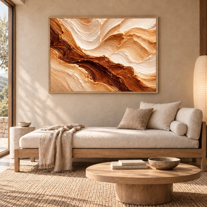 HP2843 wood frame in closer medium interior with original artwork proportions