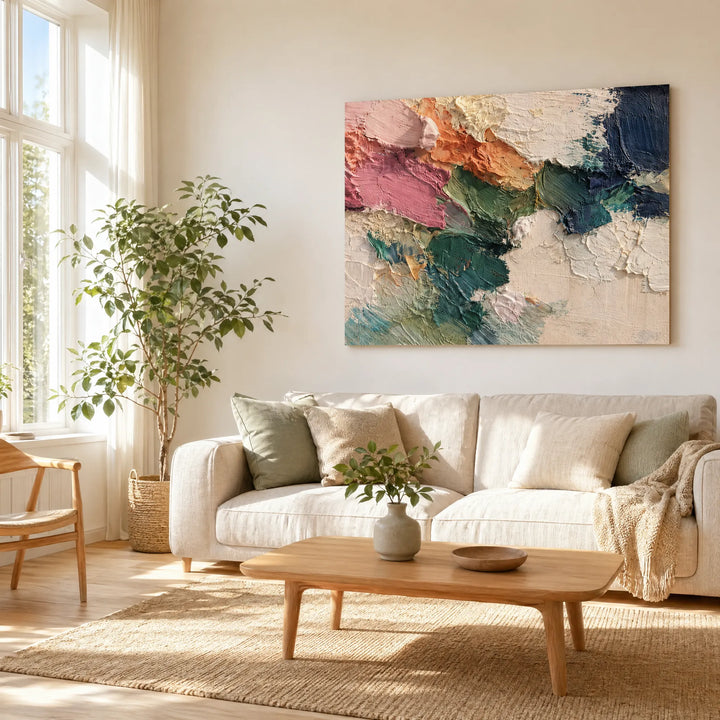 Hand-Painted Multicolor Impasto Abstract Oil Painting HP