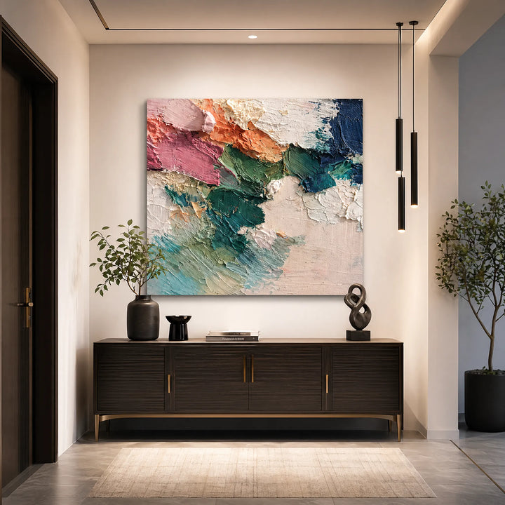 Hand-Painted Multicolor Impasto Abstract Oil Painting HP