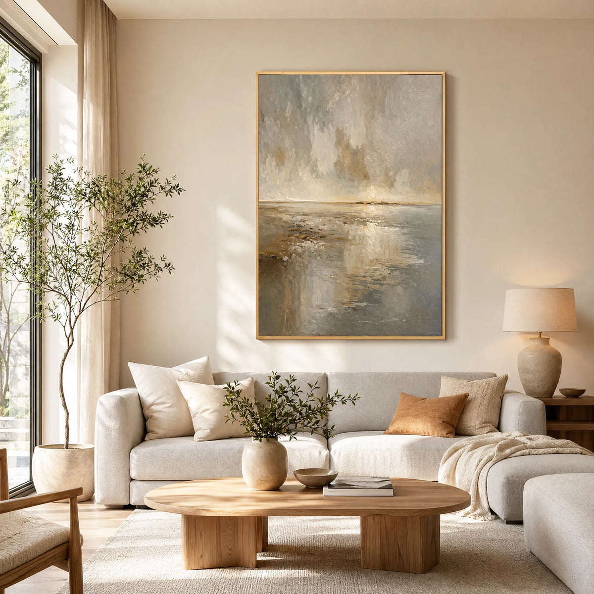 Hand-Painted Serene Coastal Misty Horizon Oil Painting HP#2829