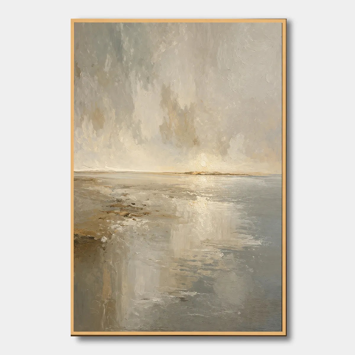 Hand-Painted Serene Coastal Misty Horizon Oil Painting HP#2829