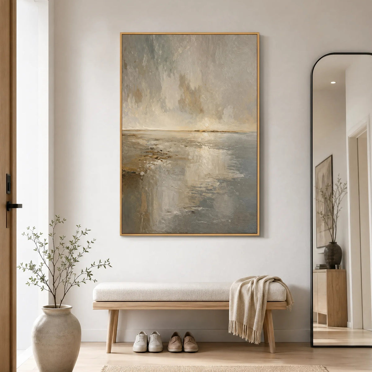 Hand-Painted Serene Coastal Misty Horizon Oil Painting HP#2829