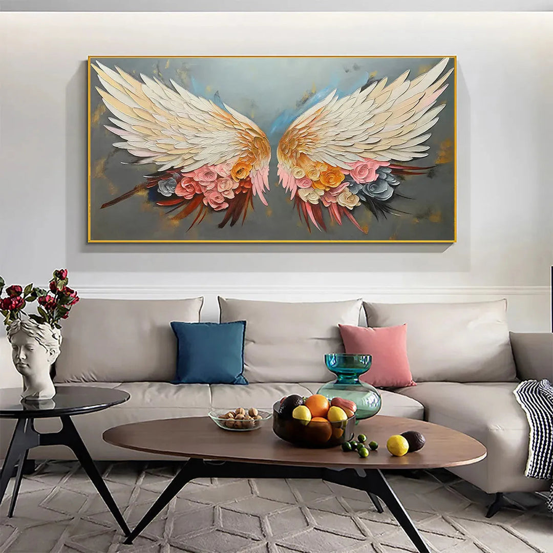 Floral Angel Wings Canvas Wall Art AA