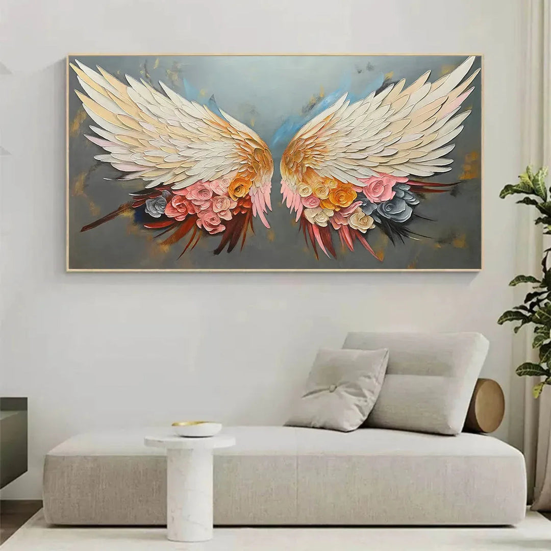 Floral Angel Wings Canvas Wall Art AA