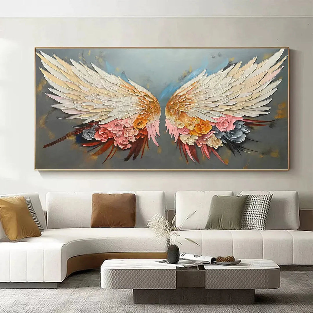 Floral Angel Wings Canvas Wall Art AA