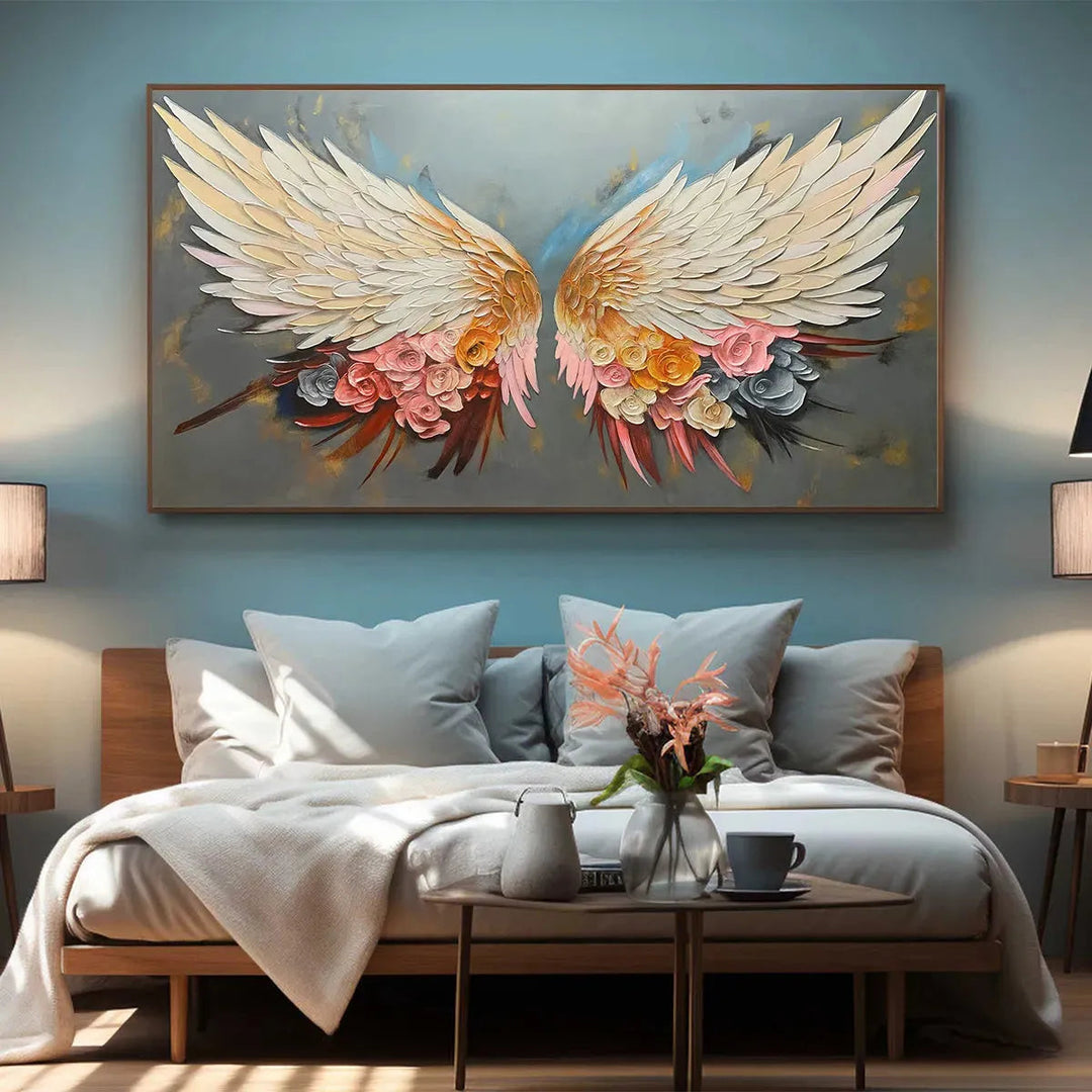 Floral Angel Wings Canvas Wall Art AA