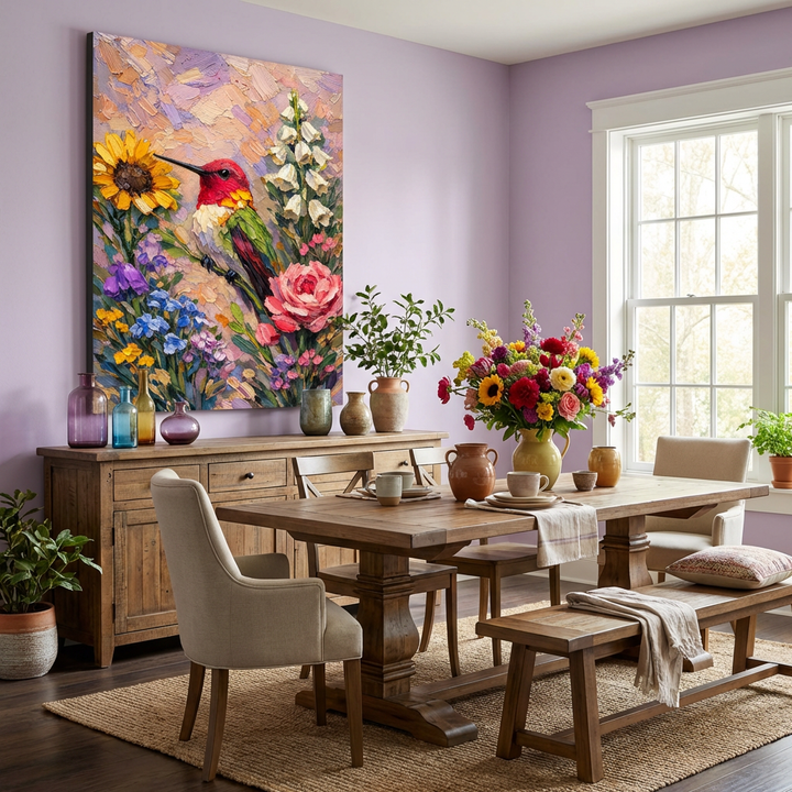 Hummingbird Floral Textured Painting  AI#2333