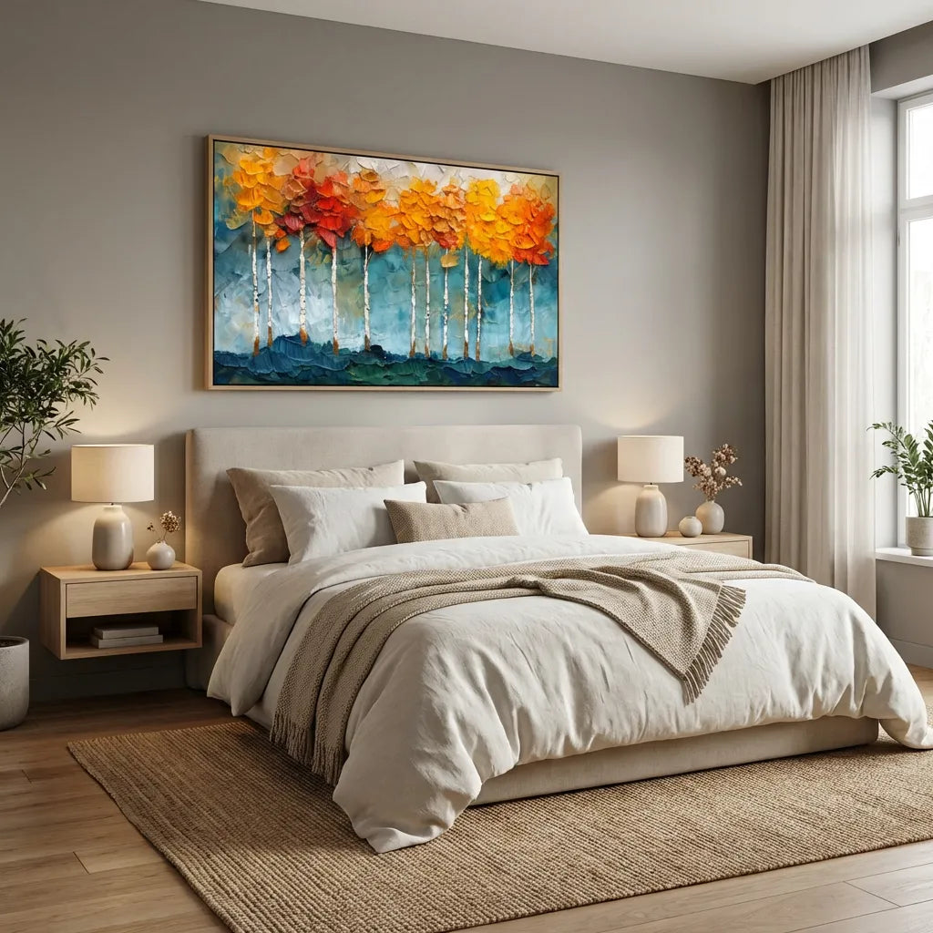Impasto Birch Forest Landscape Painting  TA