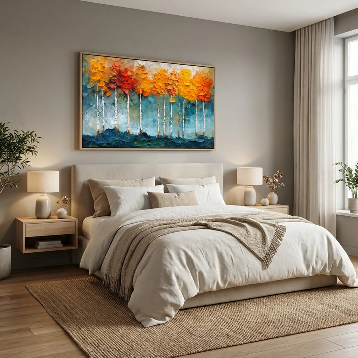 Impasto Birch Forest Landscape Painting  TA