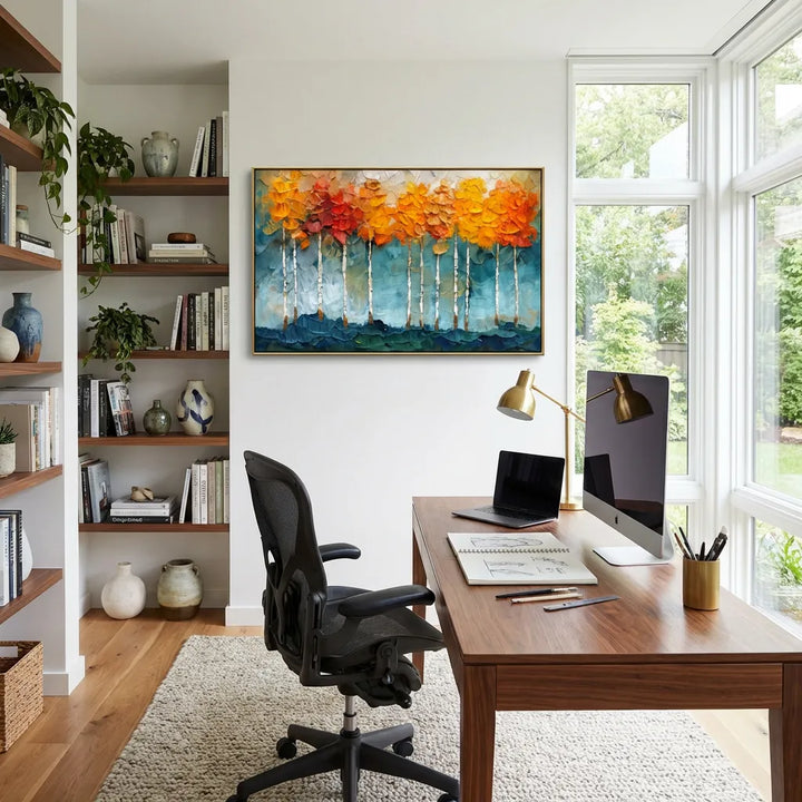 Impasto Birch Forest Landscape Painting  TA