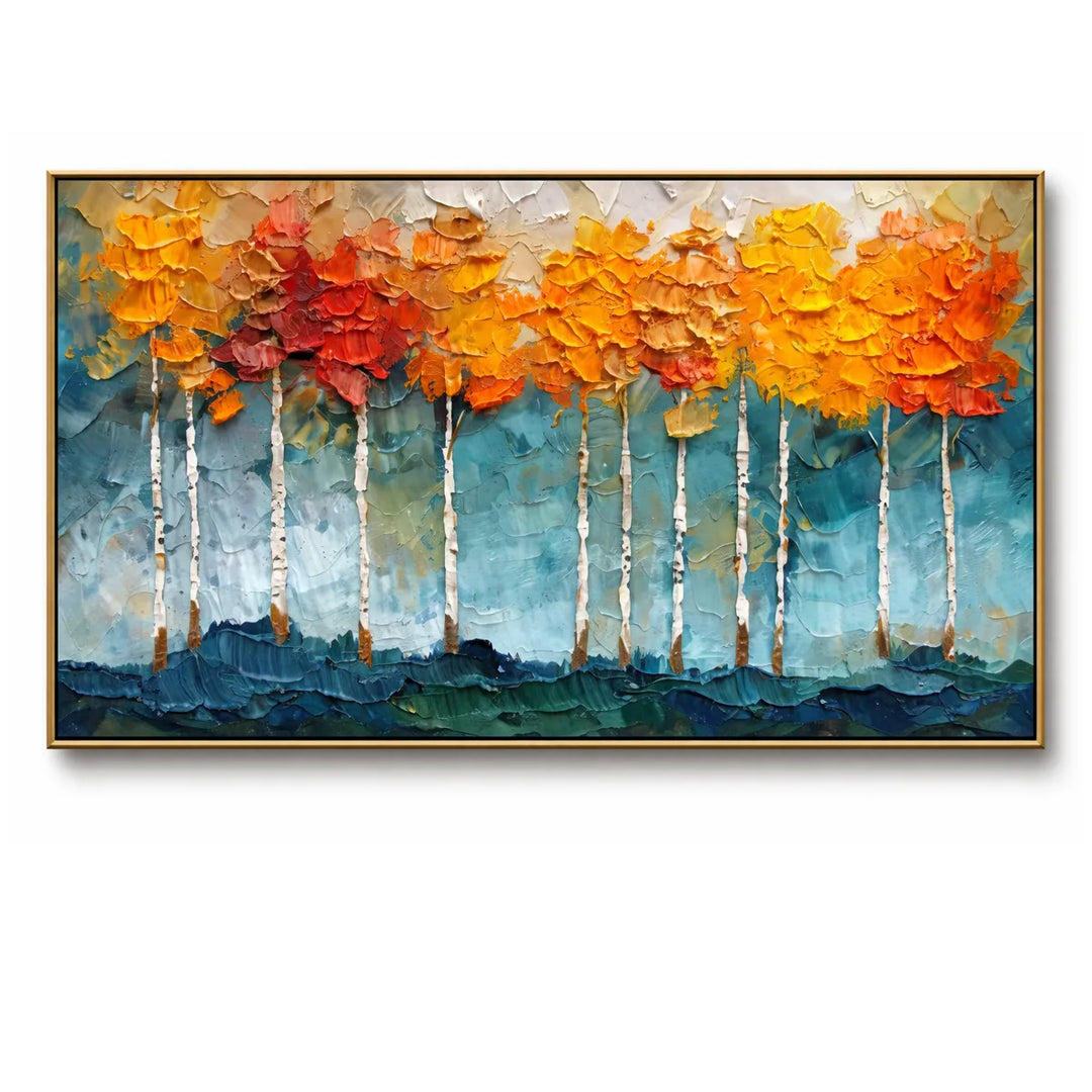 Impasto Birch Forest Landscape Painting  TA