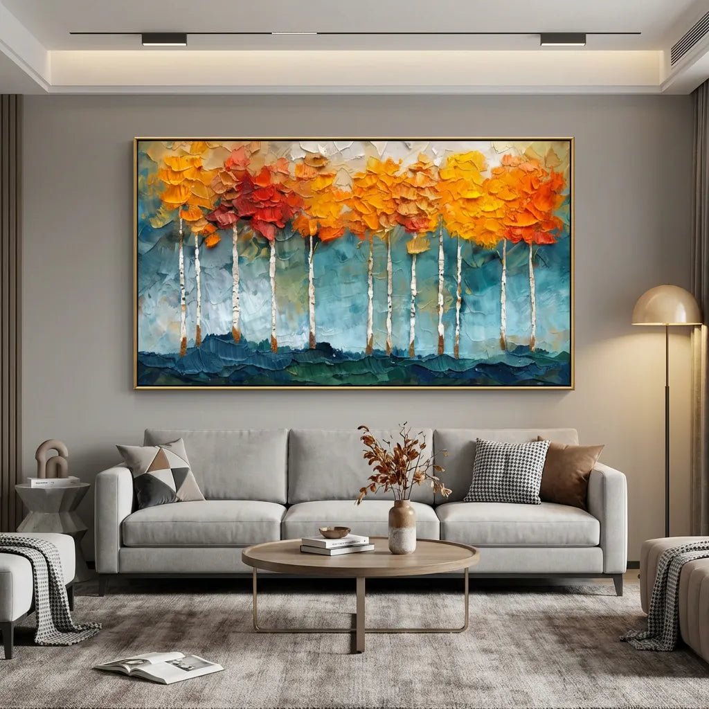 Impasto Birch Forest Landscape Painting  TA