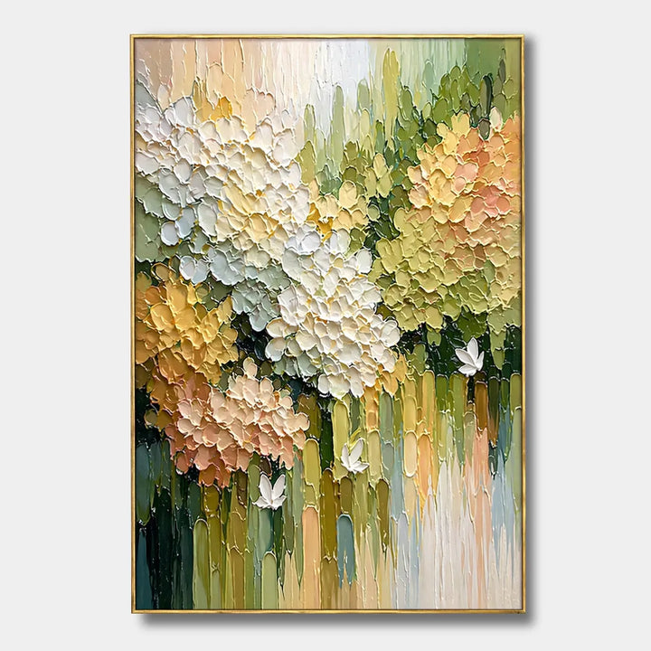 Impasto Hydrangea Butterfly Floral Oil Painting HP
