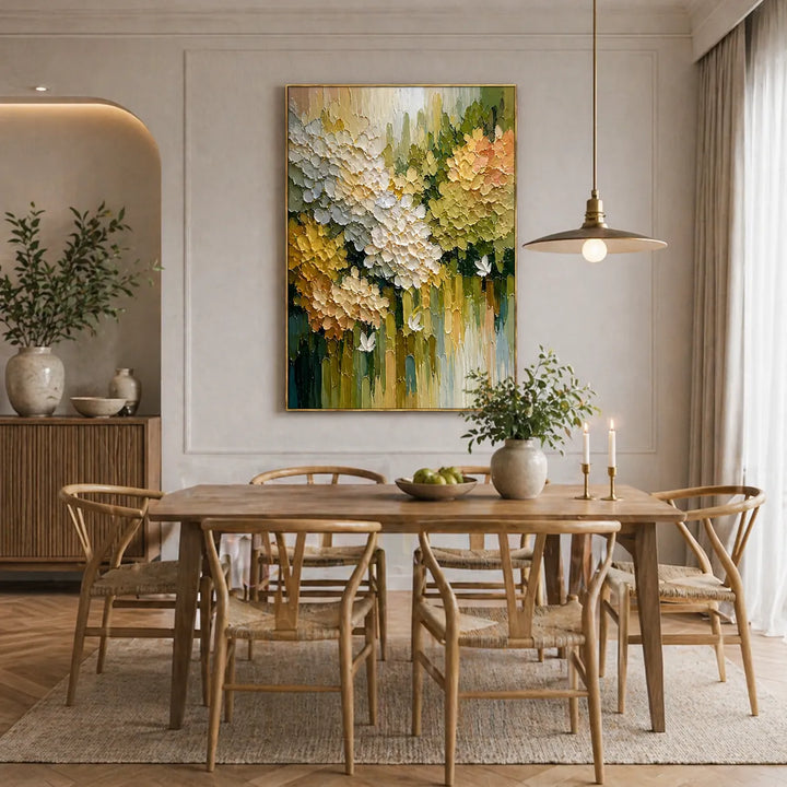 Impasto Hydrangea Butterfly Floral Oil Painting HP