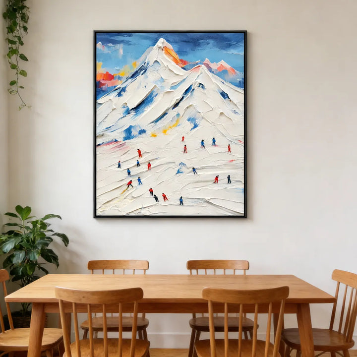 Impasto Ski Mountain Landscape Painting TA