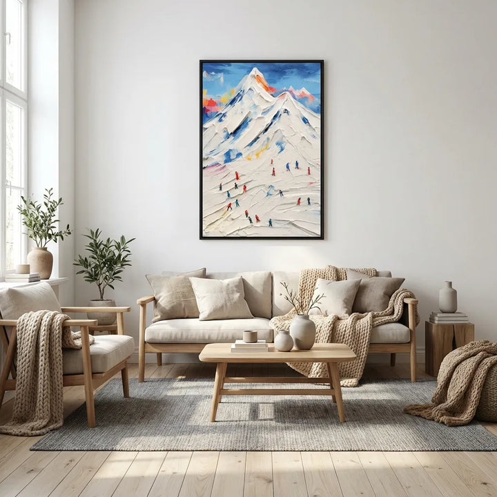 Impasto Ski Mountain Landscape Painting TA