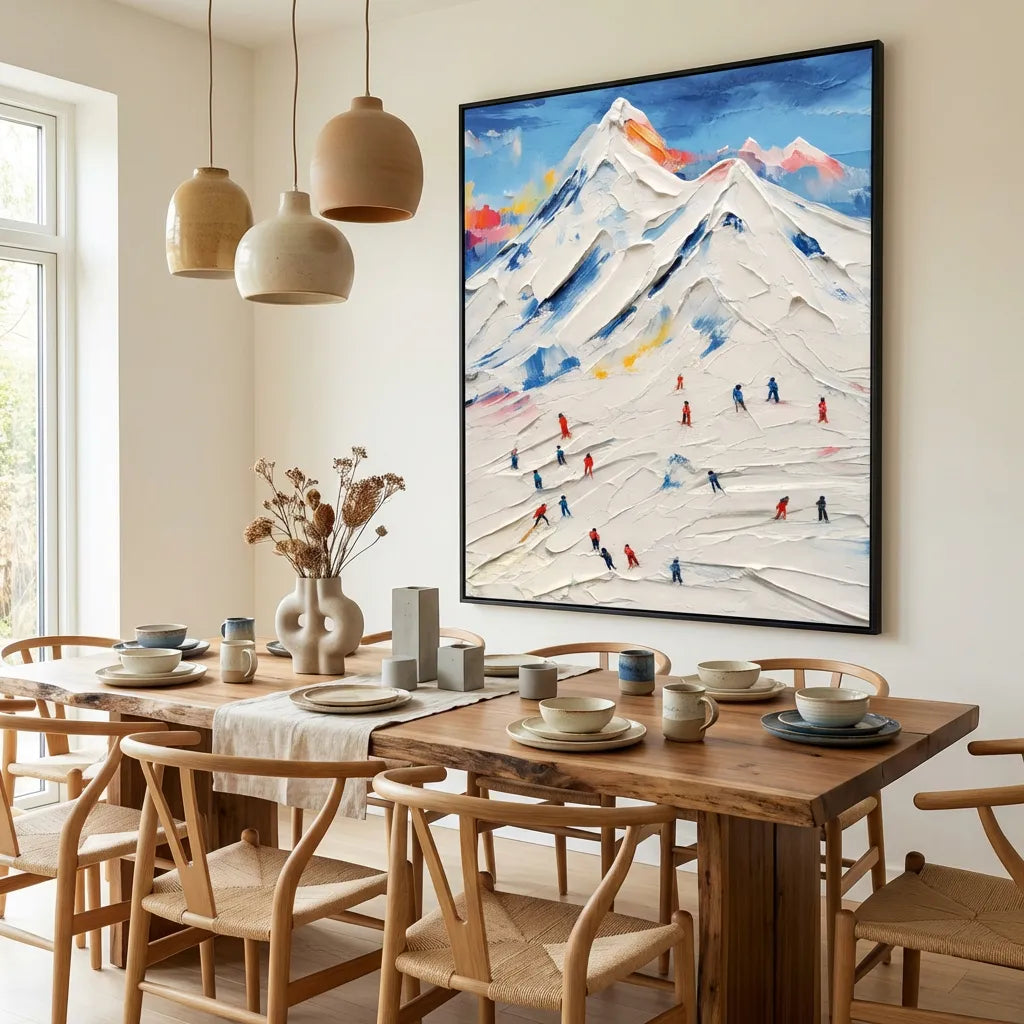 Impasto Ski Mountain Landscape Painting TA