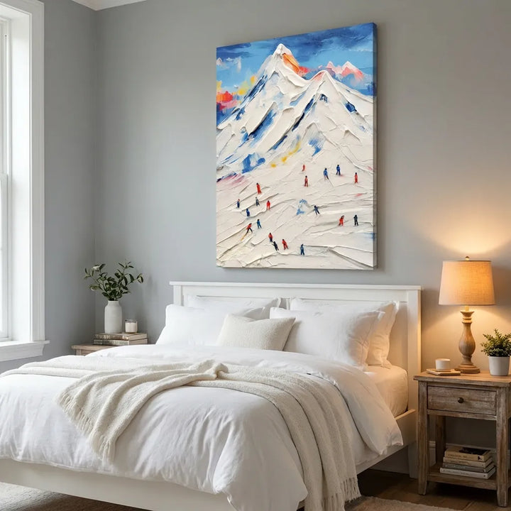 Impasto Ski Mountain Landscape Painting TA