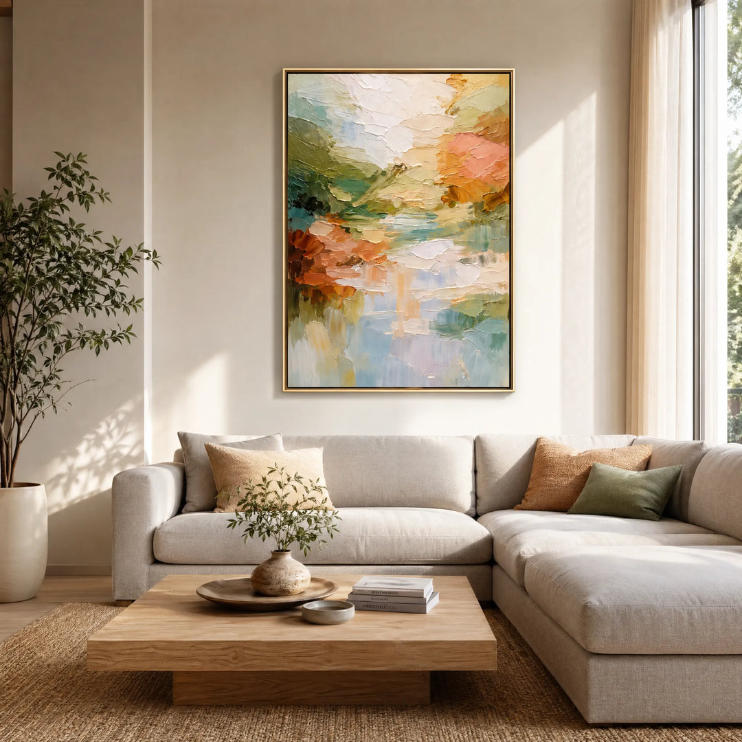 Impressionist Lake Abstract Nature Oil Painting HP