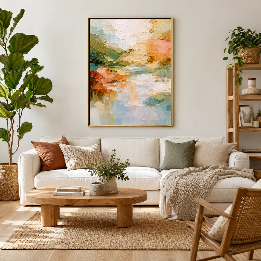 Impressionist Lake Abstract Nature Oil Painting HP