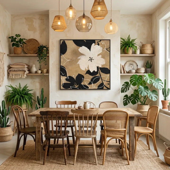 Inkblossom Ivory Abstract Painting TA